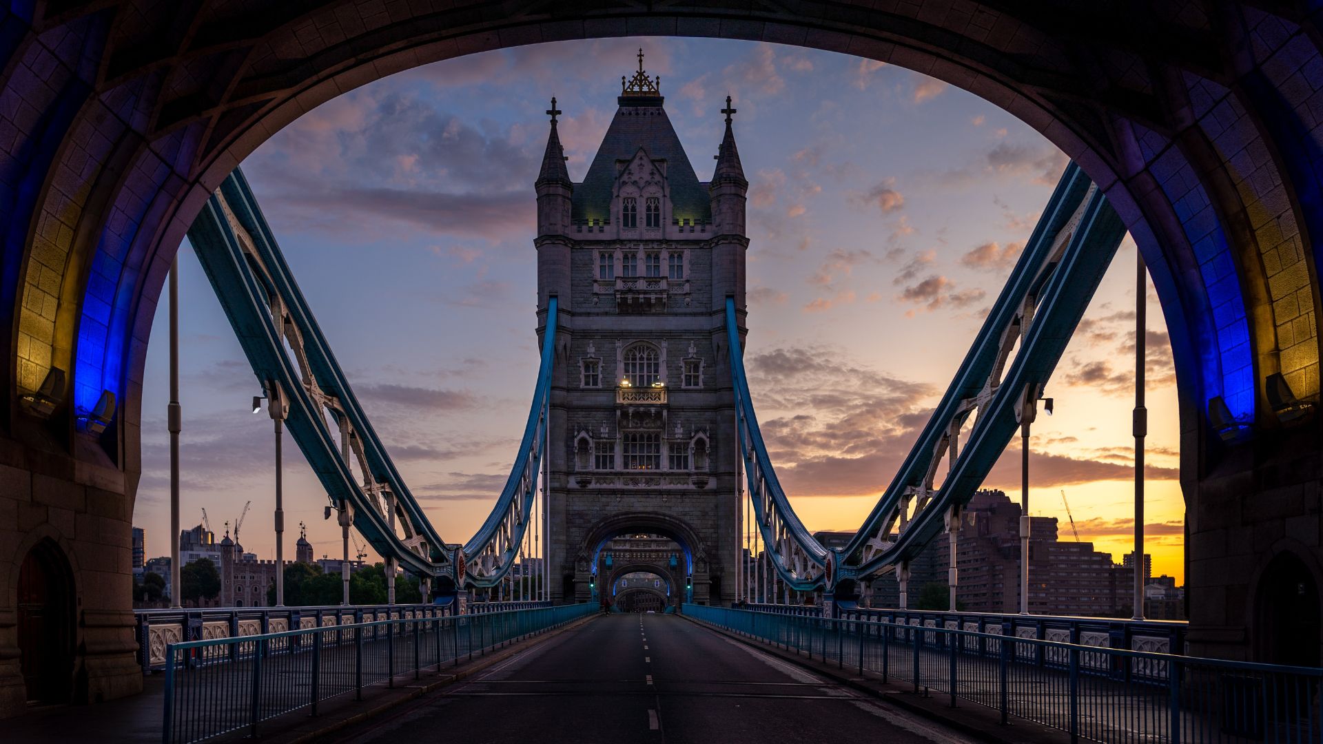 Centred photograph of Tower Bridge in London